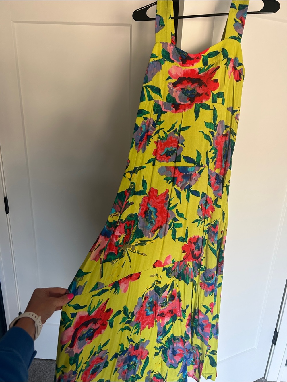 Vince Camuto lime green Maxi Dress with pink and Blue Floral Print
